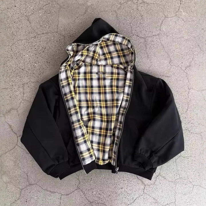 Veste à capuche femme avec doublure à carreaux et fermeture éclair pratique Chic & Stil