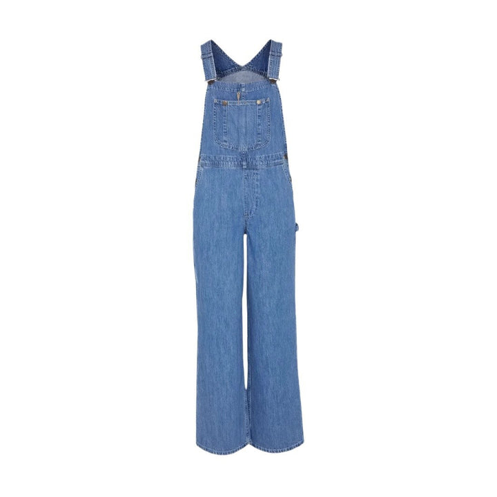 Ladies denim overalls with wide legs and adjustable straps Lune London