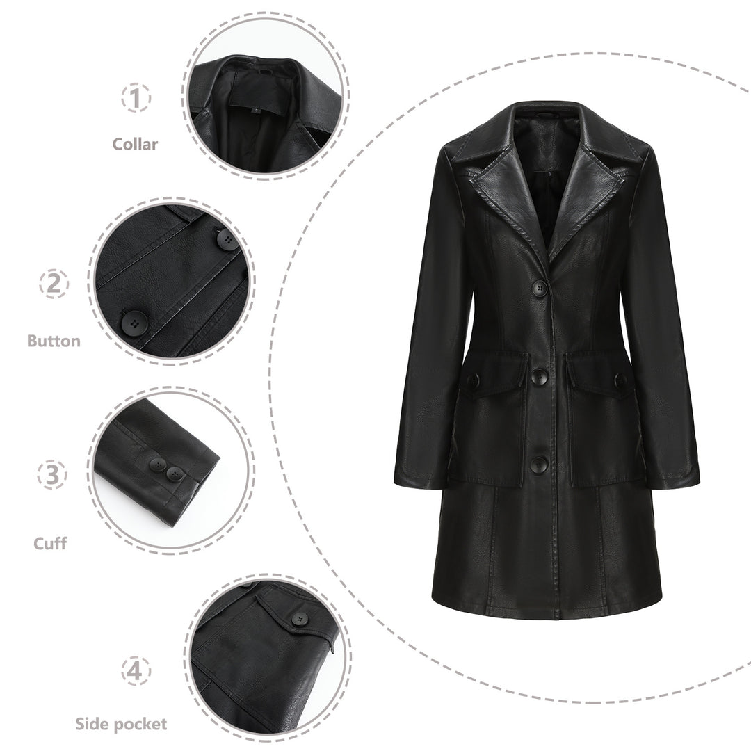 Trendy faux leather blazer for women with practical pockets Lune London