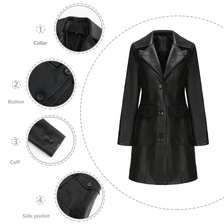 Trendy faux leather blazer for women with practical pockets Lune London