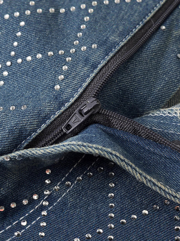 High-waisted jeans for women with a modern plaid pattern Lune London