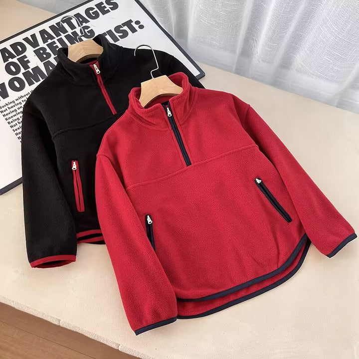 Pull en polaire pour femmes avec col montant et poches zippées pratiques Chic & Stil