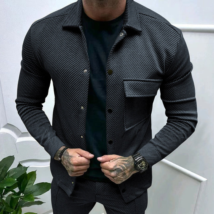 Men's elegant casual top with textured design and practical chest pocket Lune London