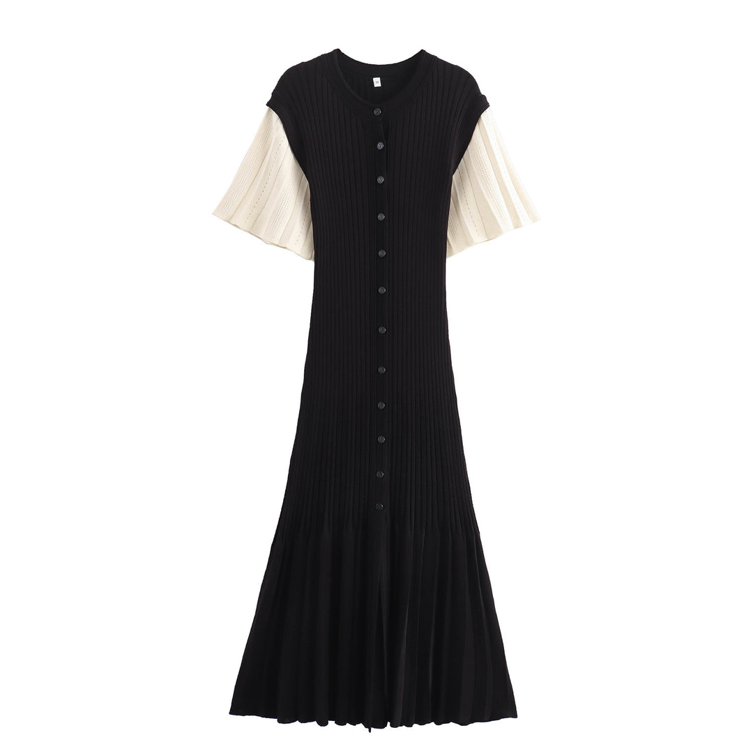 Midi dress for women with an elegant ruffled hem and a fine button detail Lune London