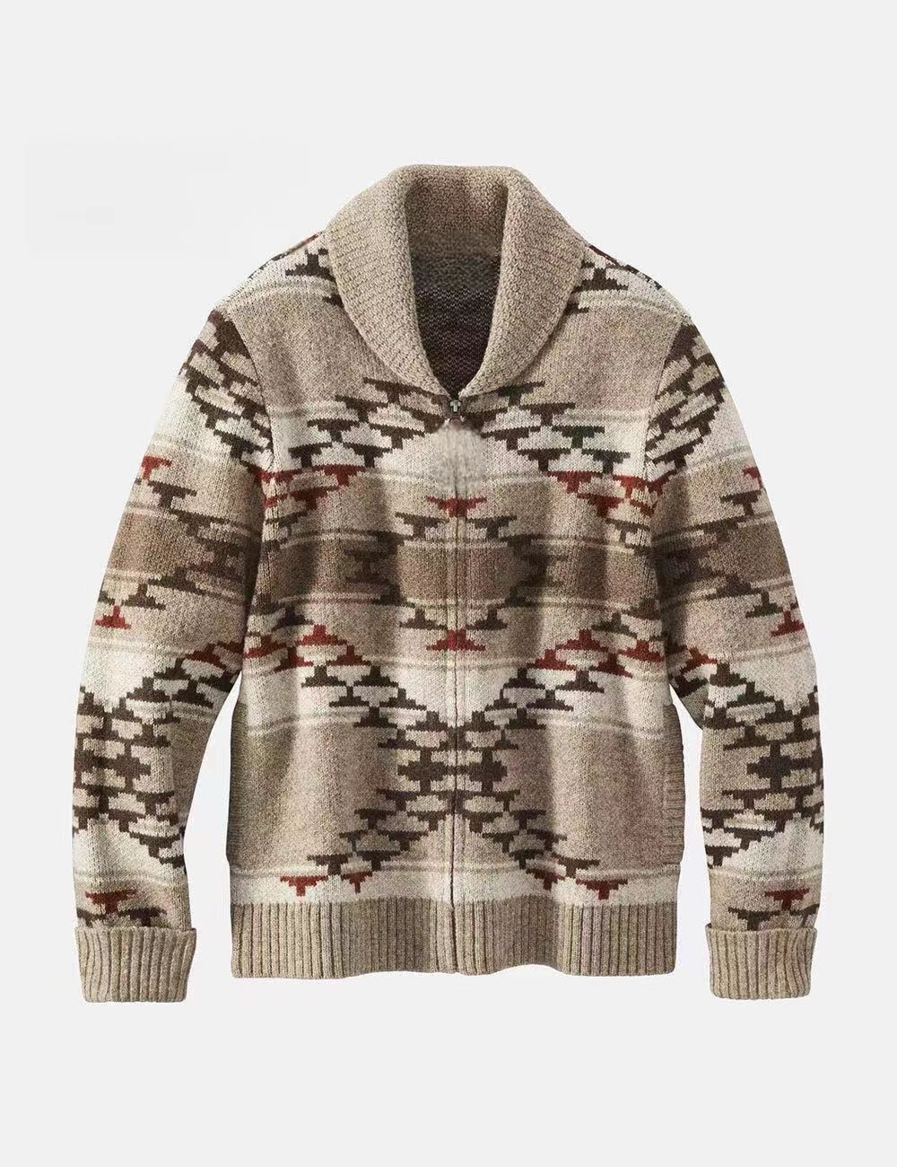 Ladies comfortable vest with high collar and geometric pattern Lune London