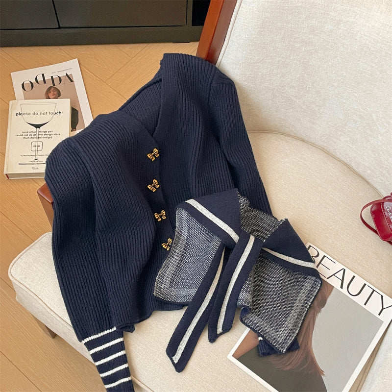 Cardigan féminin avec col nautique et boutons décoratifs Chic & Stil
