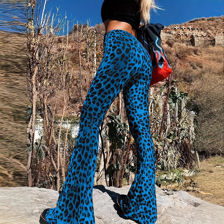 Lune London women's leopard print flared pants