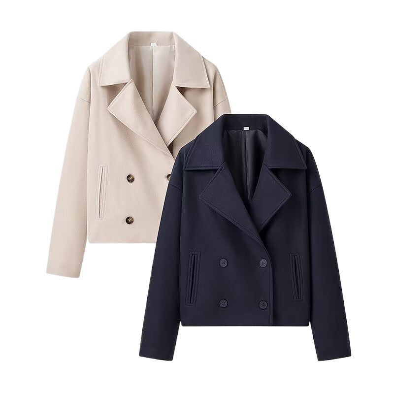 Elegant biker jacket for women with double row of buttons and soft material Lune London