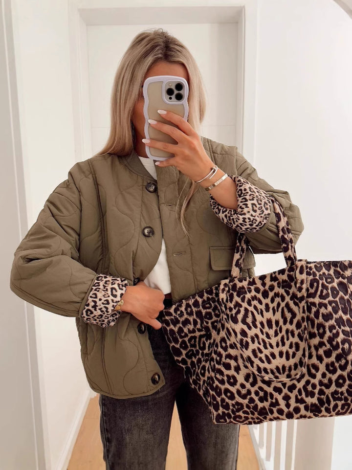 Ladies quilted transition jacket with practical pockets Lune London