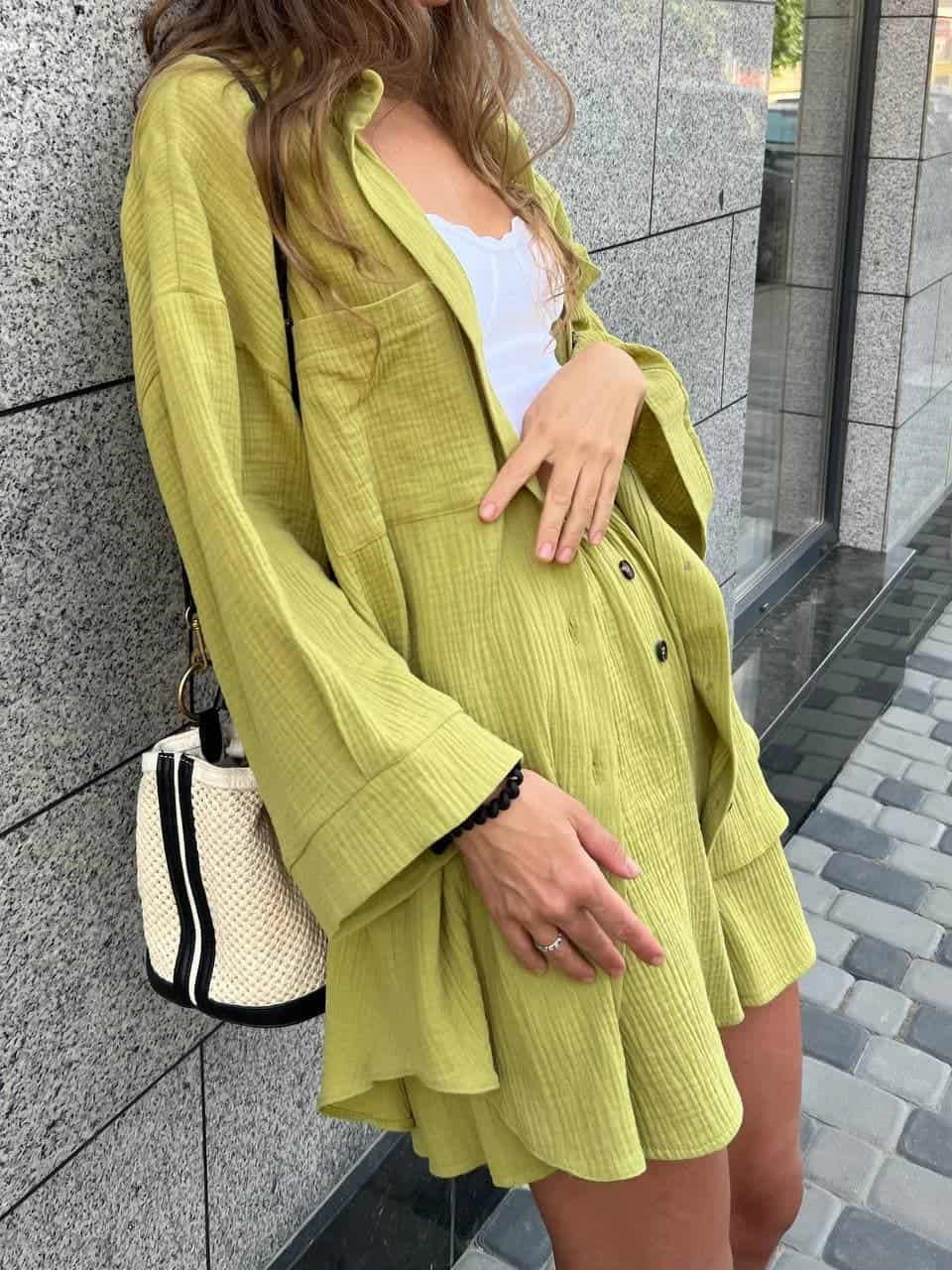 Casual set for women with loose fit shirt and shorts Lune London