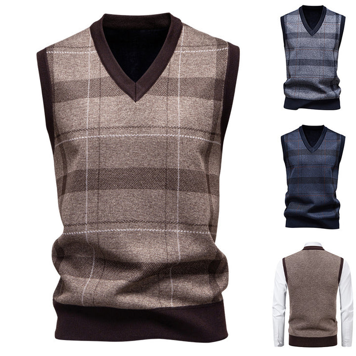 Knitted vest for men with a modern checkered pattern Lune London