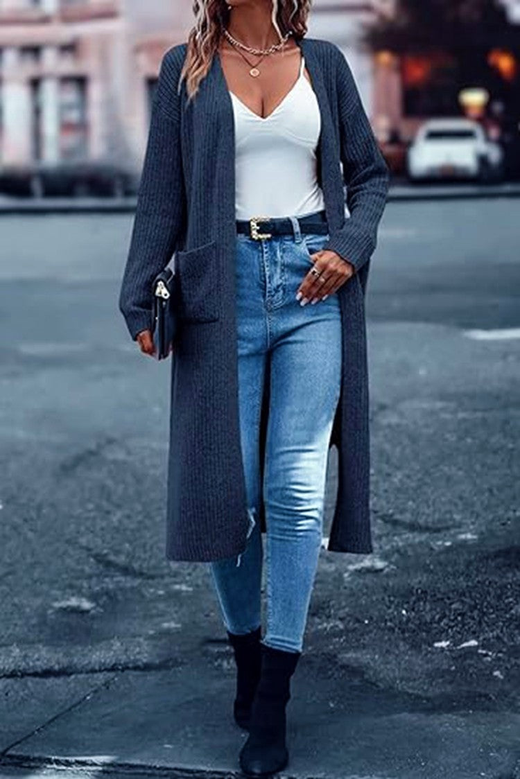 Women's Knit Coat with Long Sleeves and Practical Pockets Lune London