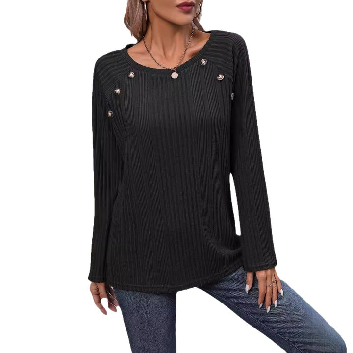 Knit top for women with trendy ribbed design and decorative button details Lune London