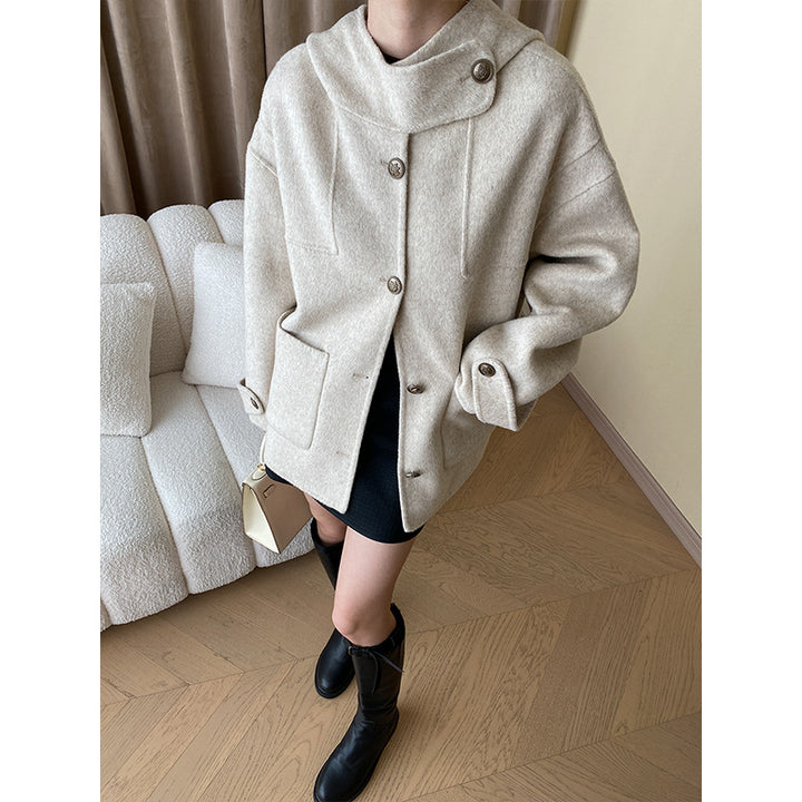 Women's fleece long jacket with oversized cut and large pockets Chic & Stil