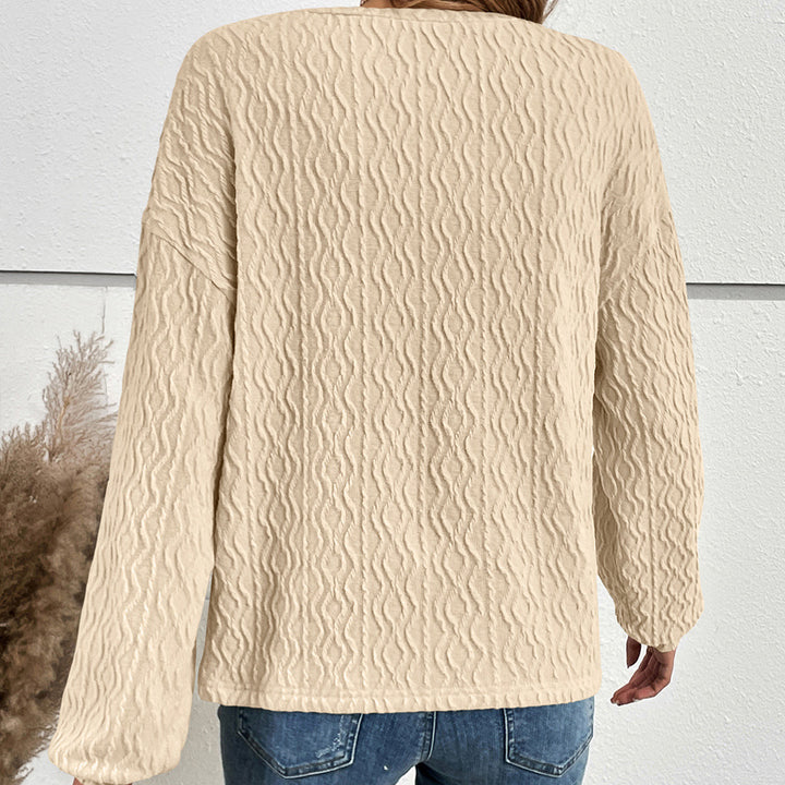 Lune London Long Sleeve Casual Henley T-Shirt for Women in Textured Material
