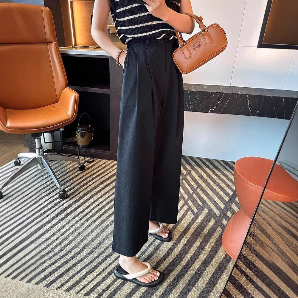 Pantalons larges pour femmes avec taille haute et poches latérales