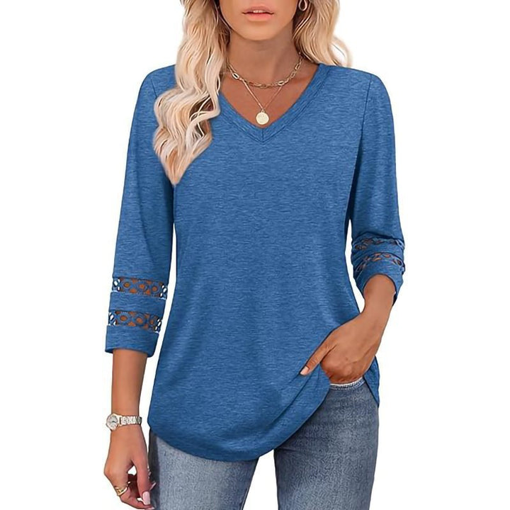 Casual V-neck T-shirt for women with lace sleeves Lune London