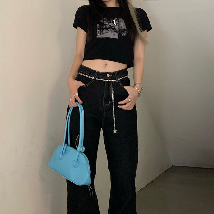 Ladies Cropped T-Shirt with creative graphic design Lune London