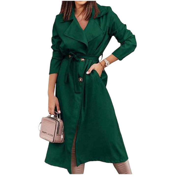 Elegant trench coat for women with a belt at the waist and large pockets Lune London