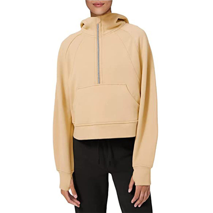 Ladies fleece hooded sweatshirt with half-zip Lune London