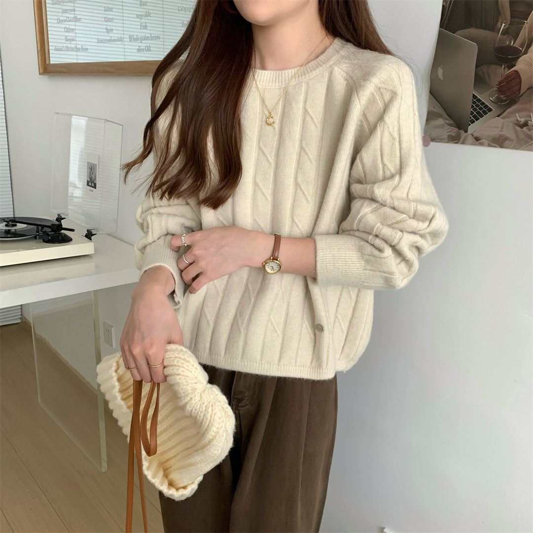 Pull en tricot épais pour femmes avec un élégant design en côtes et une coupe décontractée Chic & Stil