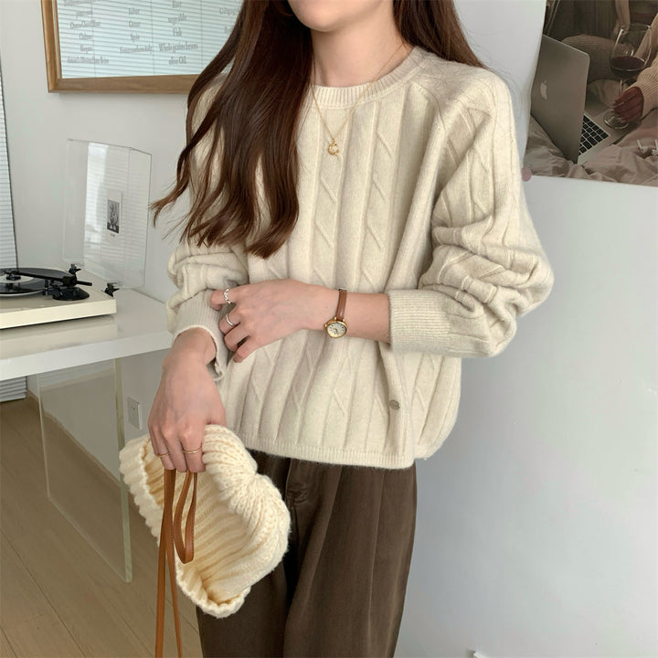 Pull en tricot épais pour femmes avec un élégant design en côtes et une coupe décontractée Chic & Stil