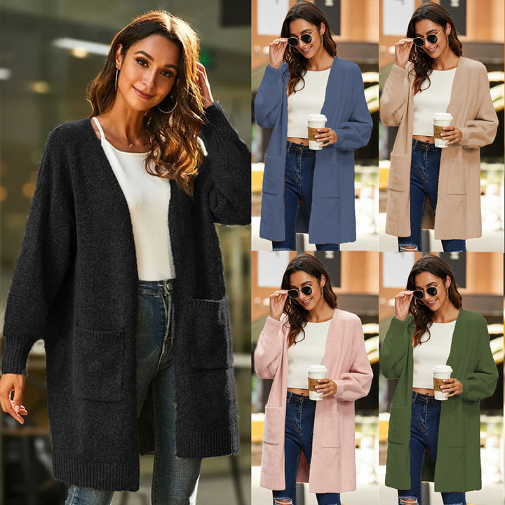 Women Long knitted cardigan with a soft texture and practical pockets Lune London