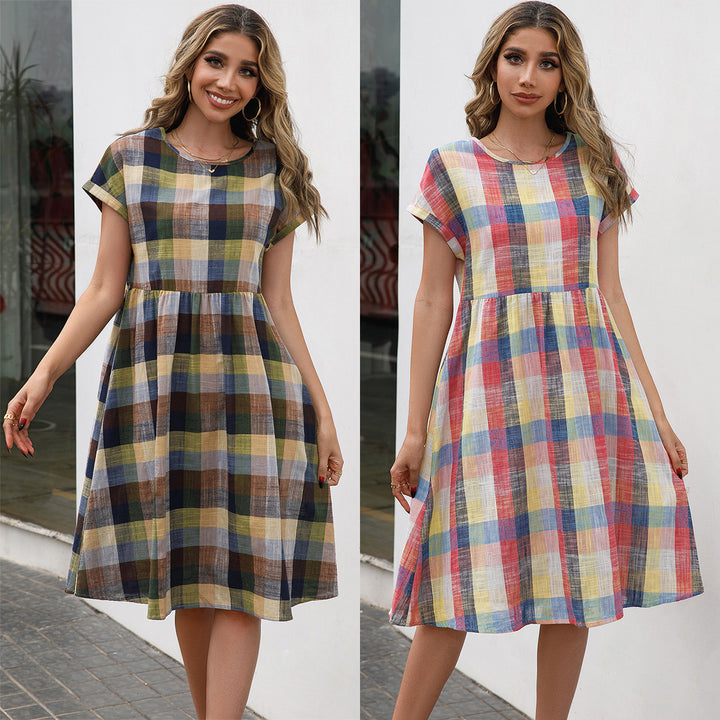 Casual plaid dress for women in lightweight cotton with a comfortable fit Lune London
