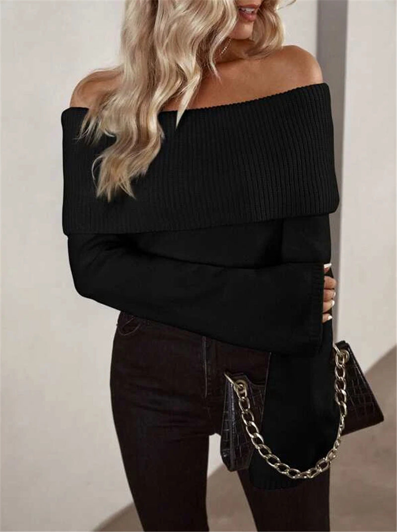 Ladies Off-shoulder Knit Sweater Lune London