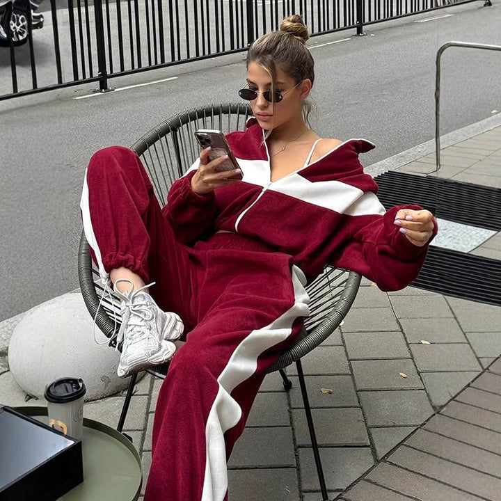 Ladies Fleece Jacket with High Collar and Chic Sporty Design