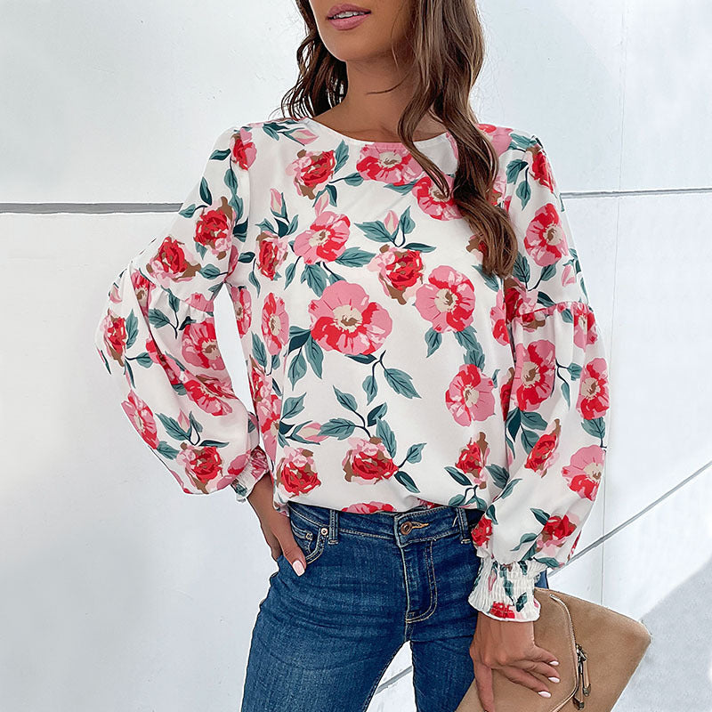 Women's blouse with floral patterns and voluminous sleeves Lune London
