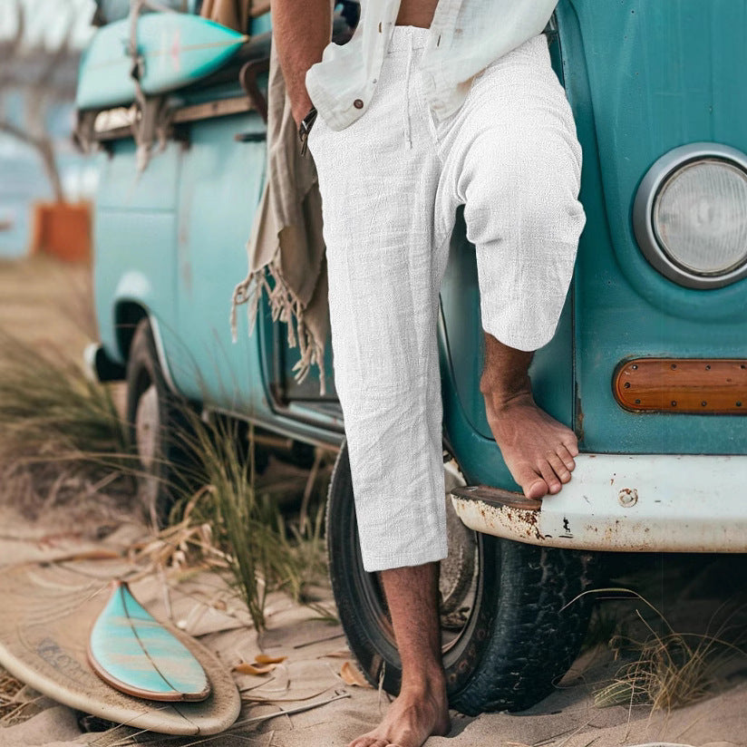 Chino pants for men with a relaxed fit and elastic waistband Lune London