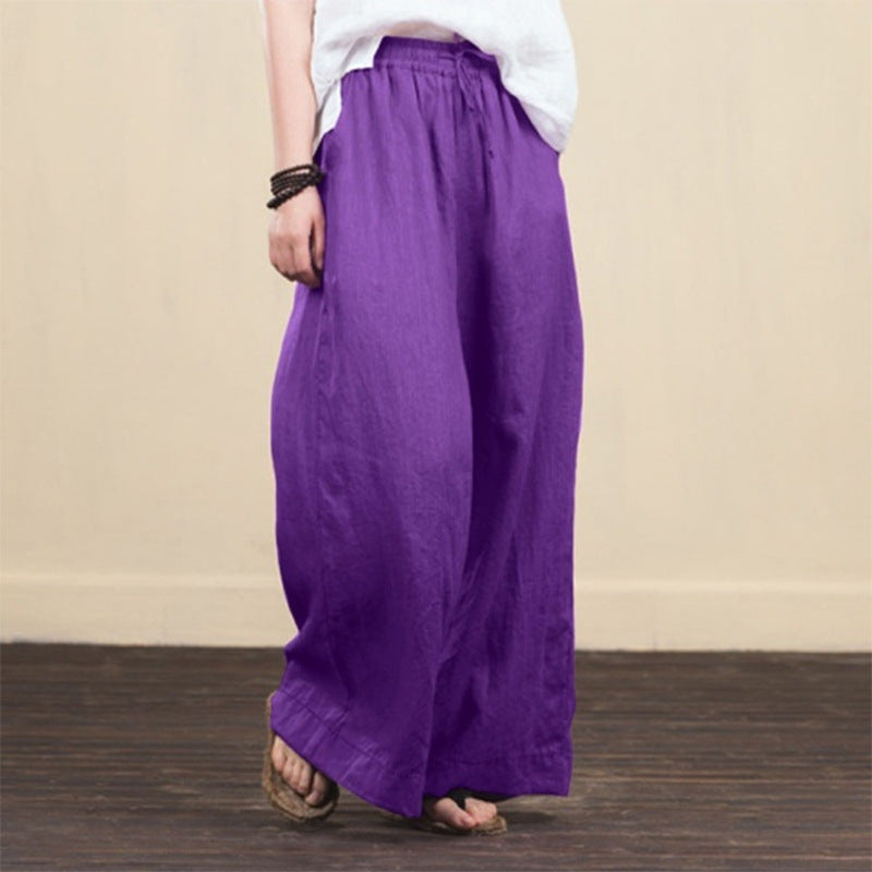 Women Wide Cut Linen Pants Chic & Stil