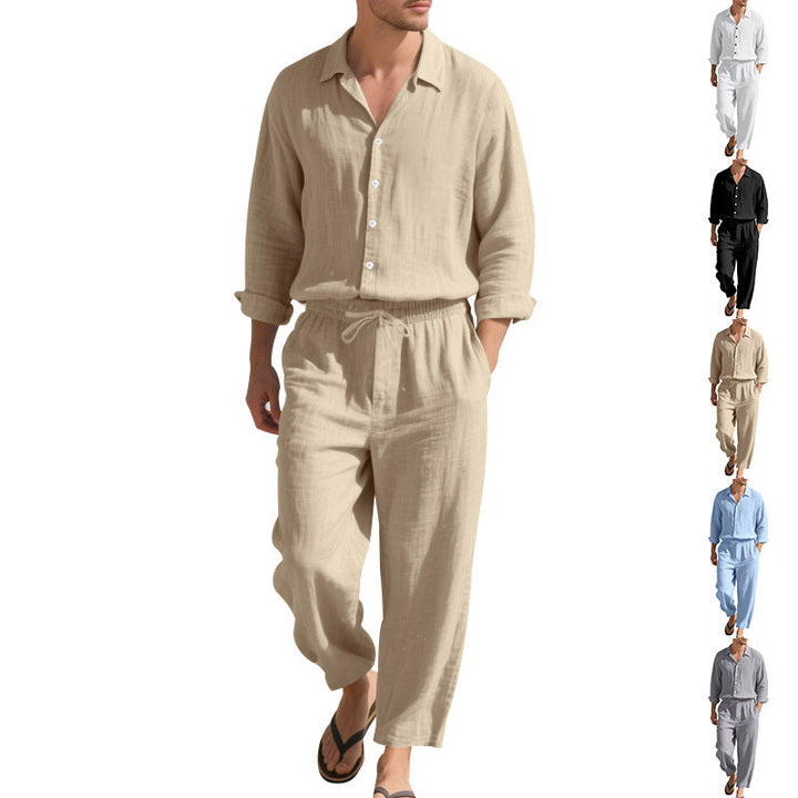 Men's Casual Linen Suit with Elastic Waistband and Comfort Fit Lune London