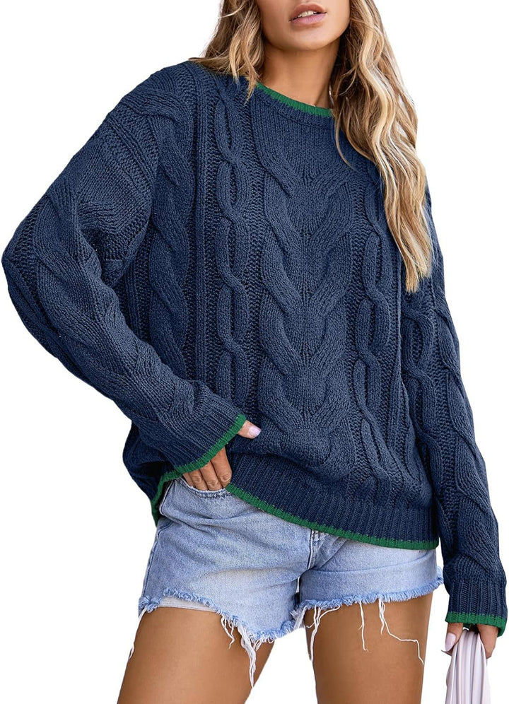 Knitted sweater for women with a thick braid pattern Lune London