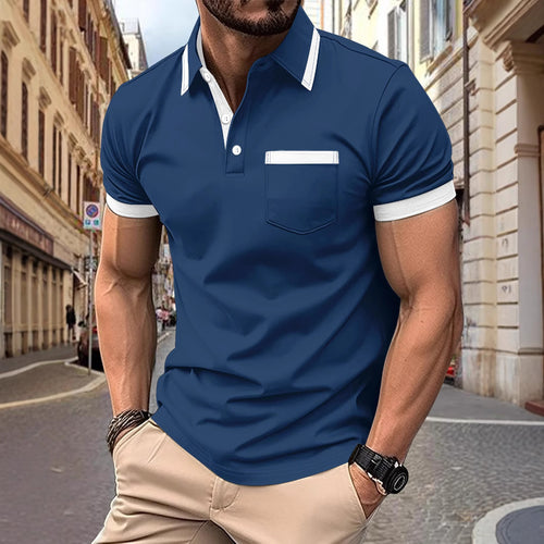 Men's modern polo with contrast collar Lune London