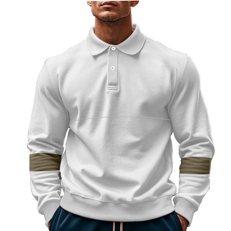 Elegant man long sleeve polo with contrasting sleeve details Lune London