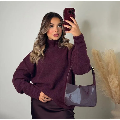 Pull à col roulé pour femmes en tricot doux Chic & Stil