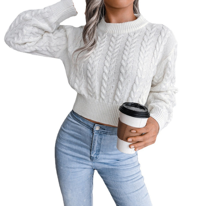 Knit sweater for women with a modern cable pattern and an elastic waist Lune London