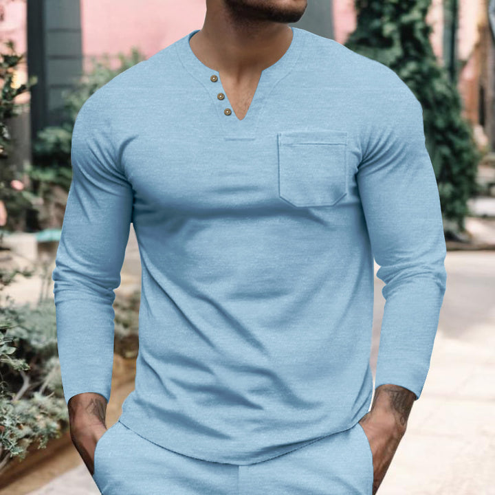 Men's long sleeve shirt with button placket and chest pocket Lune London