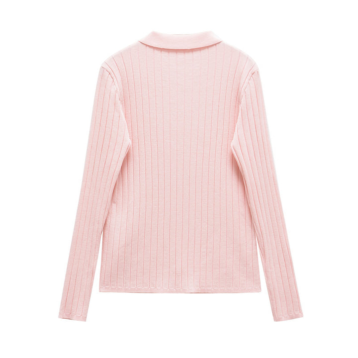 Blouse en tricot fin pour femmes avec col élégant et fermeture à bouton Chic & Stil