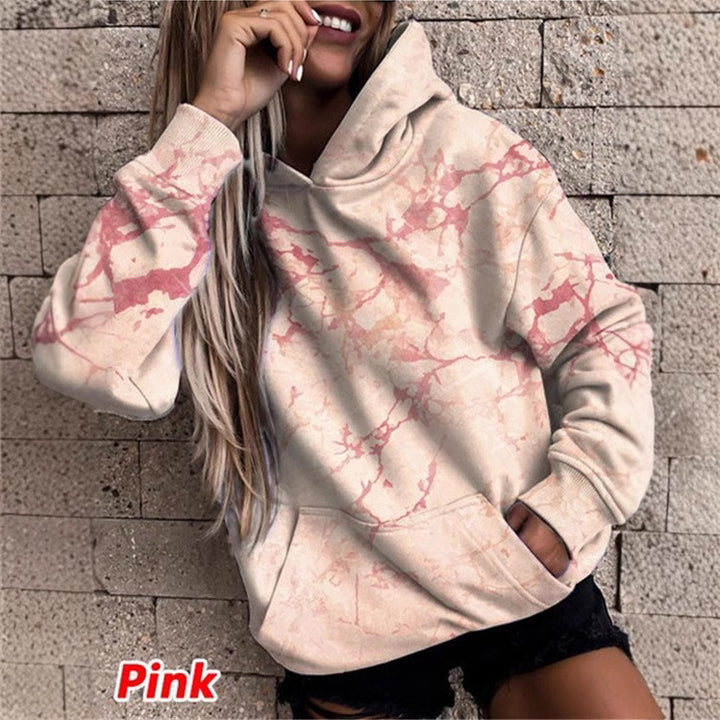 Women's hoodie with stylish marble pattern Lune London