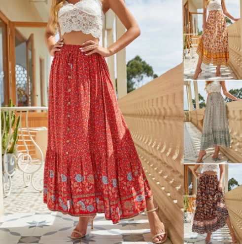 Lune London floral patterned bohemian maxi skirt