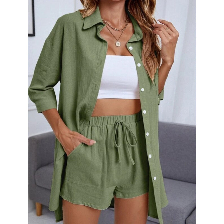 Women Short Sleeve Shirt and Comfortable Pants Set Lune London