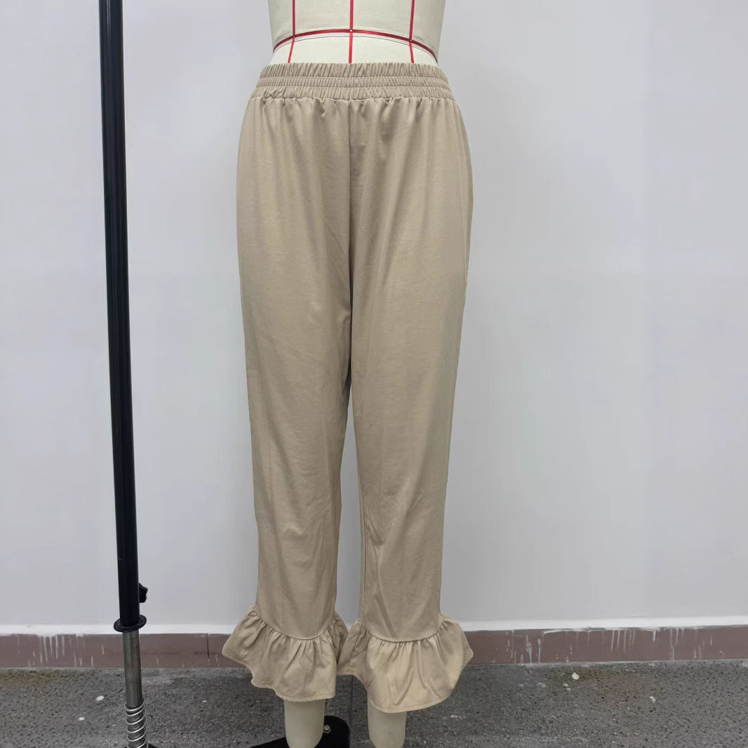 Women's leisure pants with ruffle finishes Lune London