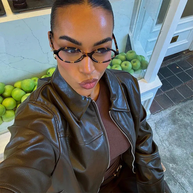 Fashion faux leather jacket for women with elastic waist Lune London