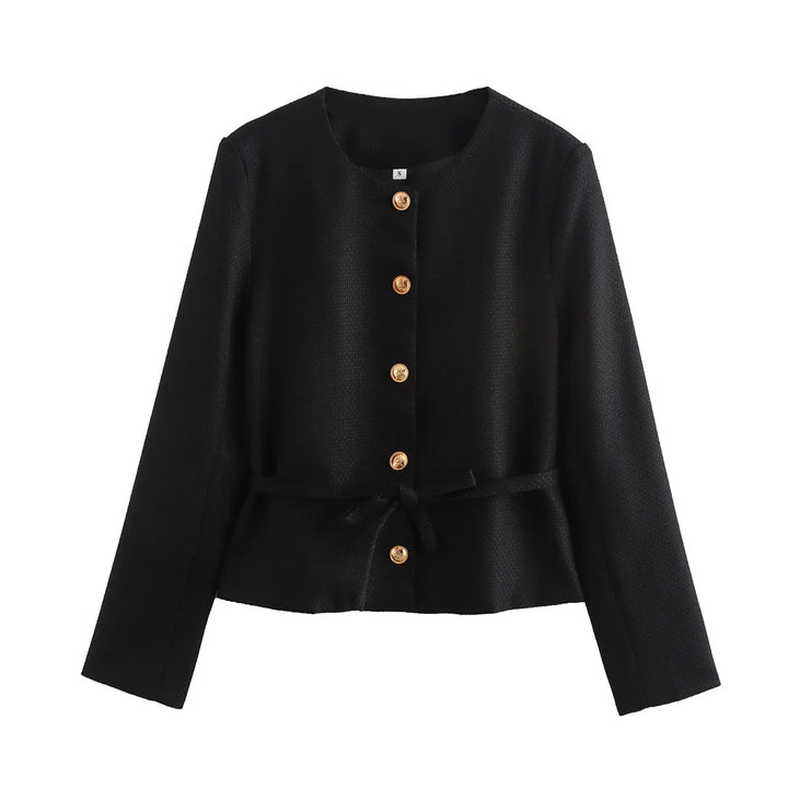 Stylish transitional jacket for women with button details and drawstring Lune London