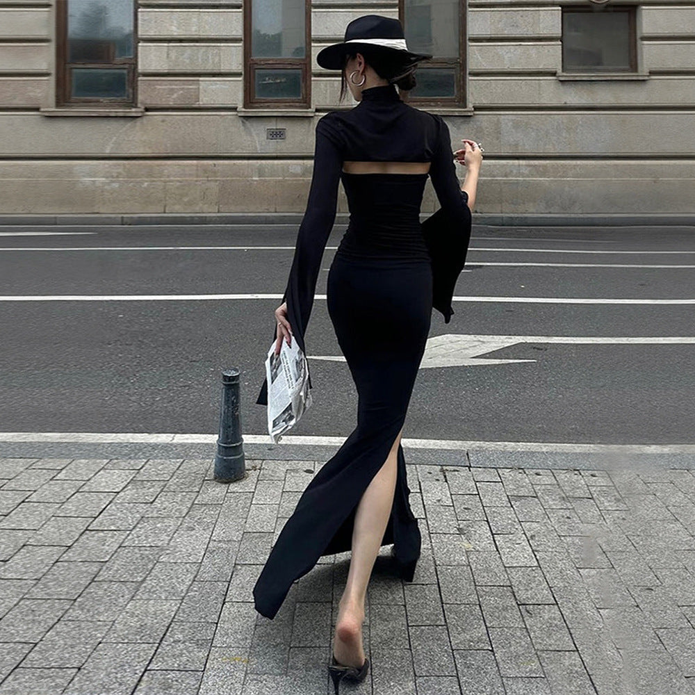 Robe maxi femme avec découpe asymétrique et élégantes manches bouffantes Chic & Stil