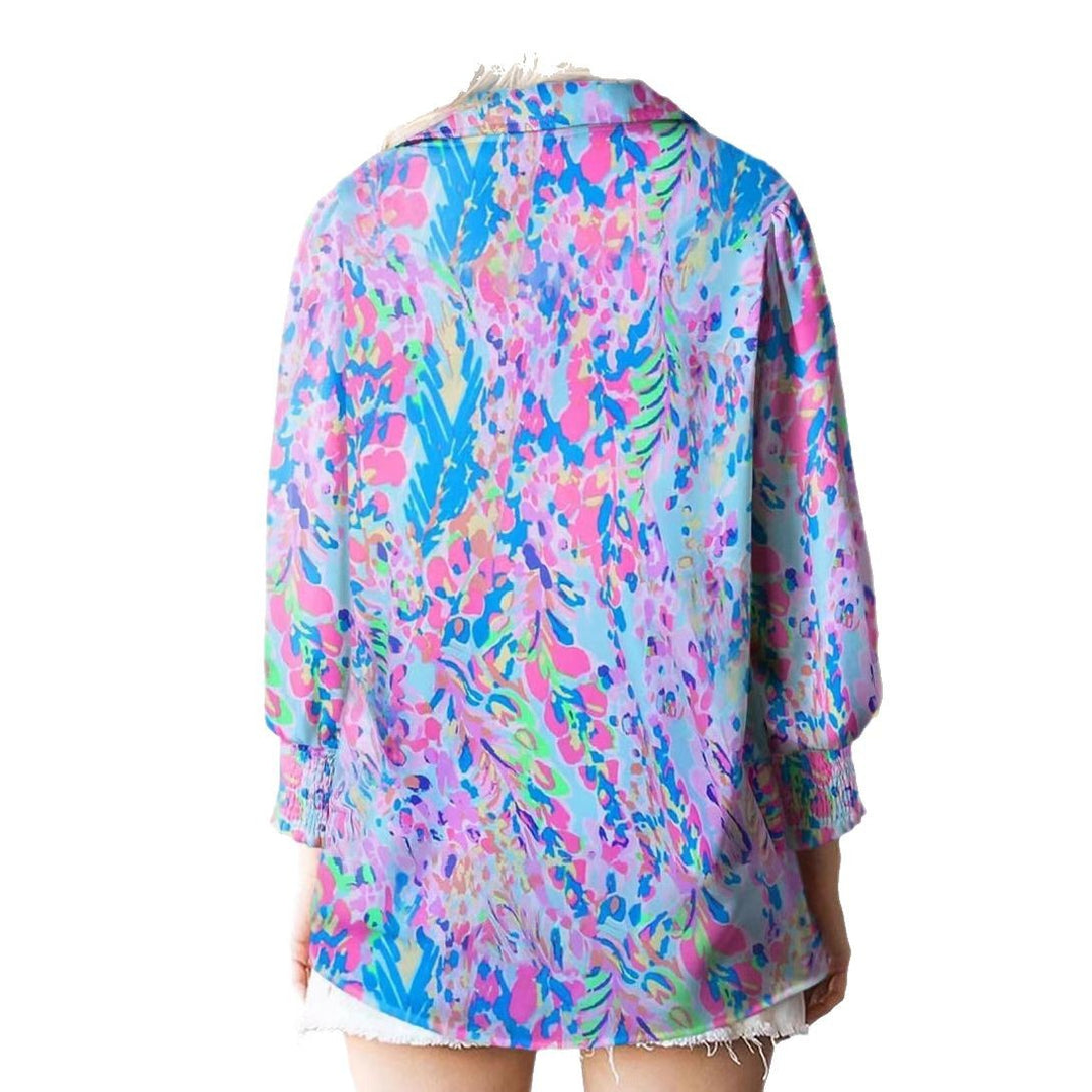 Women Floral Print Top Casual Chic Cut and Style