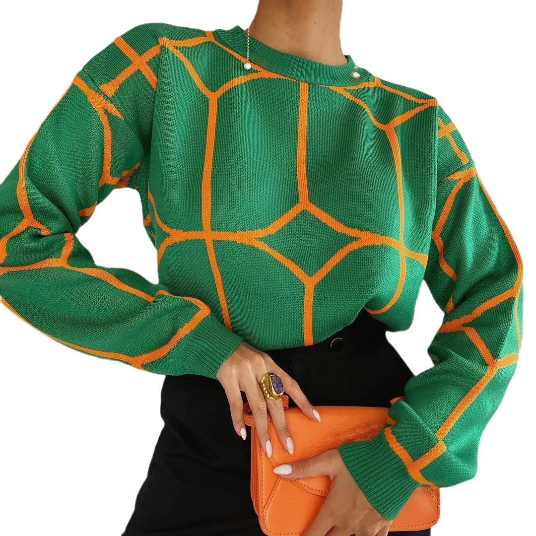 Lune London geometric pattern knit sweater for women
